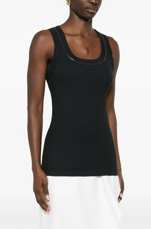 Brunello Cucinelli Monili Trim Ribbed Tank Top