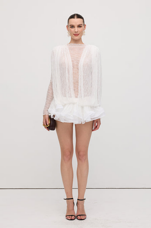 LLF “Étoile Voilée” Lace Ruffled Mini Dress