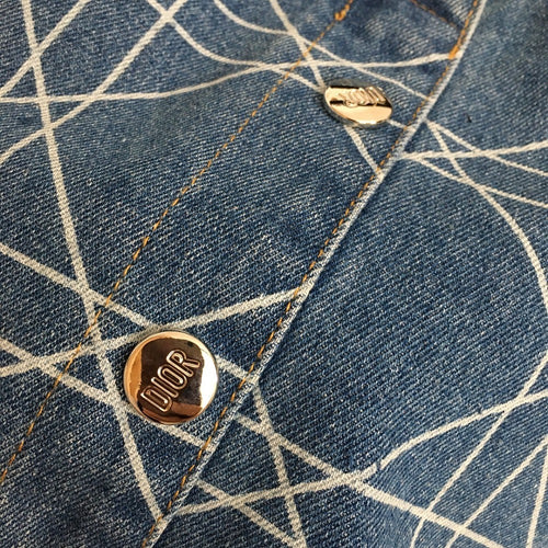 Dior Oblique “Cannage” Denim Button-Front Mini Skirt