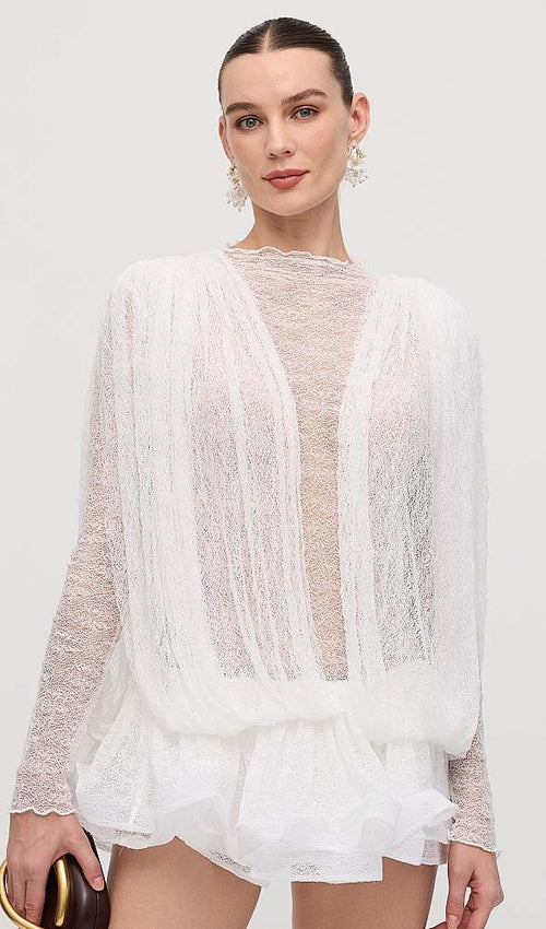 LLF “Étoile Voilée” Lace Ruffled Mini Dress