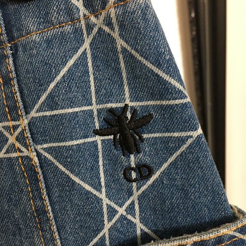 Dior Oblique “Cannage” Denim Button-Front Mini Skirt