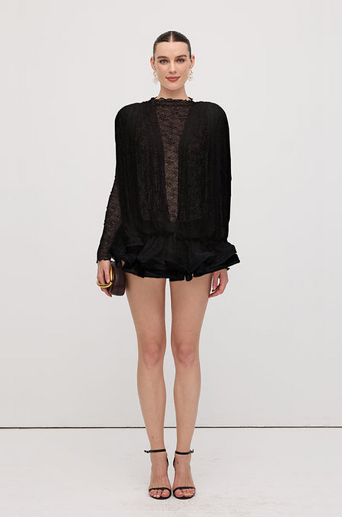 LLF “Étoile Voilée” Lace Ruffled Mini Dress