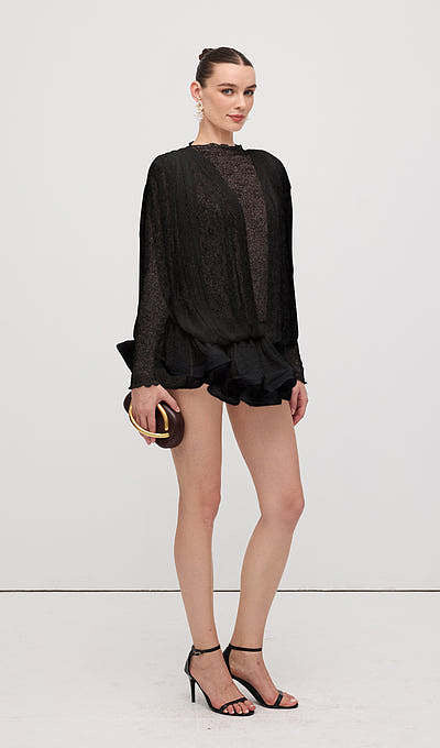 LLF “Étoile Voilée” Lace Ruffled Mini Dress