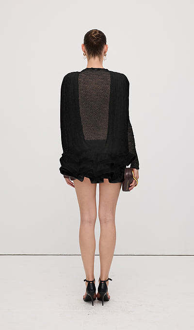 LLF “Étoile Voilée” Lace Ruffled Mini Dress