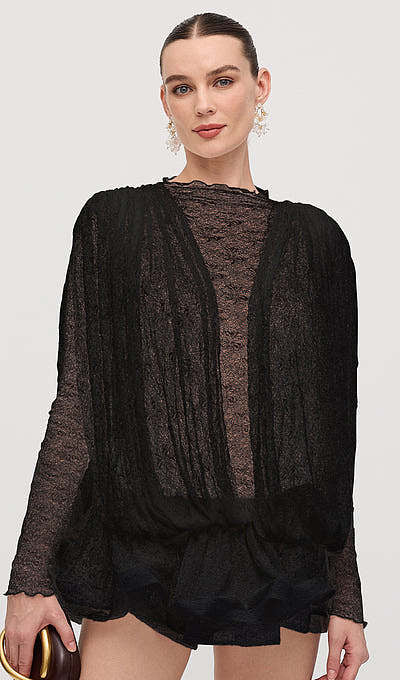 LLF “Étoile Voilée” Lace Ruffled Mini Dress