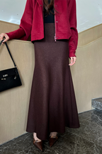 Brunello Cucinelli Chocolate Wool-Blend Maxi Skirt