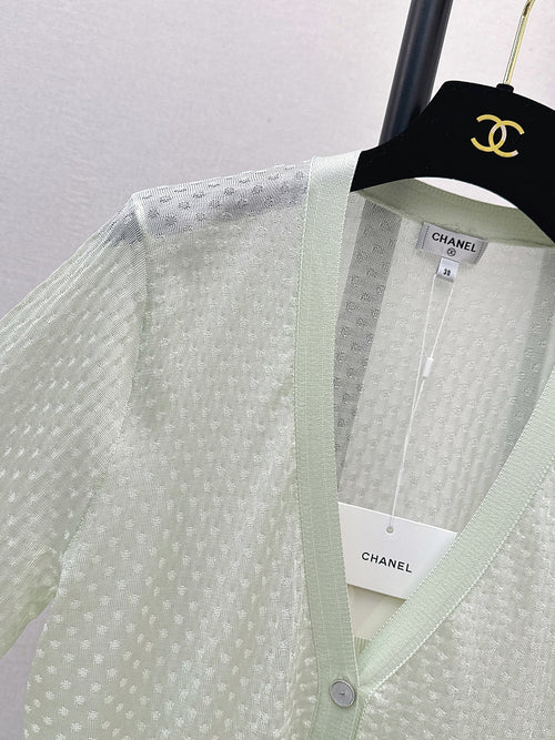 Chanel Pastel Textured Knit Cropped Cardigan