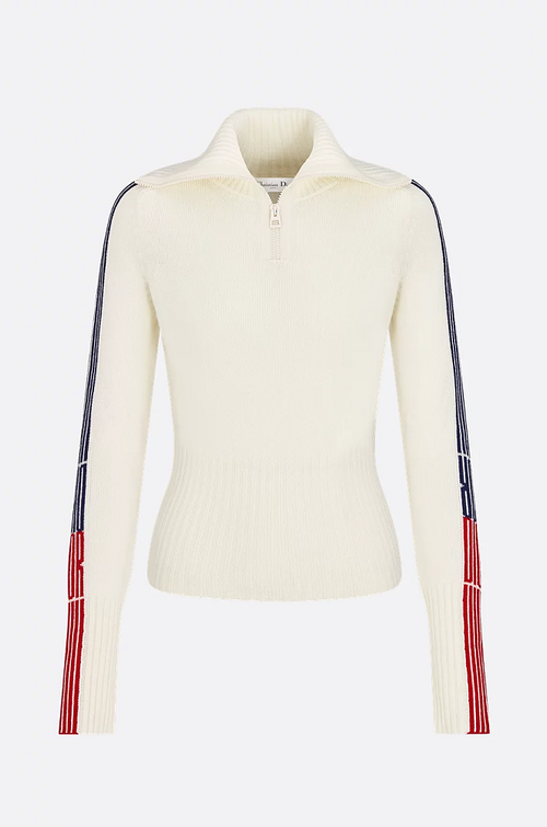 Dior “Atelier Élégance” Half-Zip Ribbed Knit Top