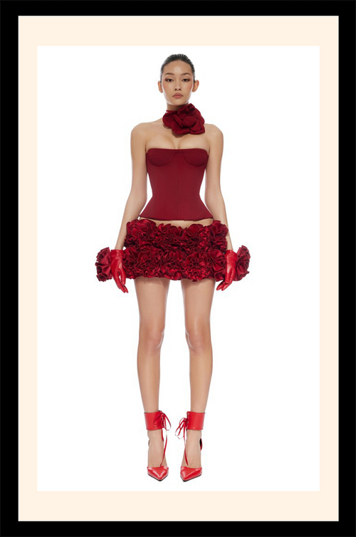 Écarlate Rosette Corset & Ruffle Skirt Set