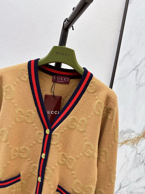 Gucci “Heritage Maison” Camel Knit Cardigan