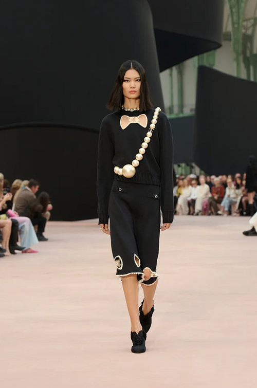 Chanel “Riviera Pearl Bow” Knit Skirt