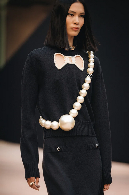 Chanel “Riviera Pearl Bow” Knit Sweater