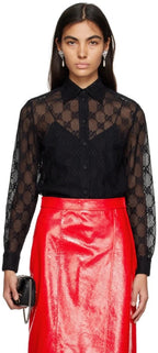 Gucci “Luce di Seta” Monogram Lace Blouse