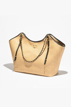 Chanel Sable Noir Woven Tote with Black Trim & Gold Chain – Limited Resort Edition