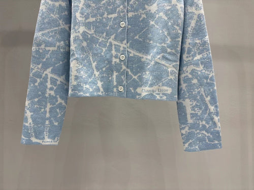 Christian Dior “Bleu Éther” Abstract Knit Cardigan