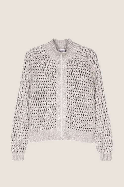 Élise Éther Knit Zip Cardigan – Haute Mesh Weave
