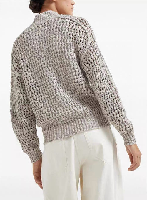 Élise Éther Knit Zip Cardigan – Haute Mesh Weave