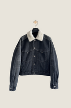 Dior “Noir Atelier” Shearling-Collar Denim Jacket
