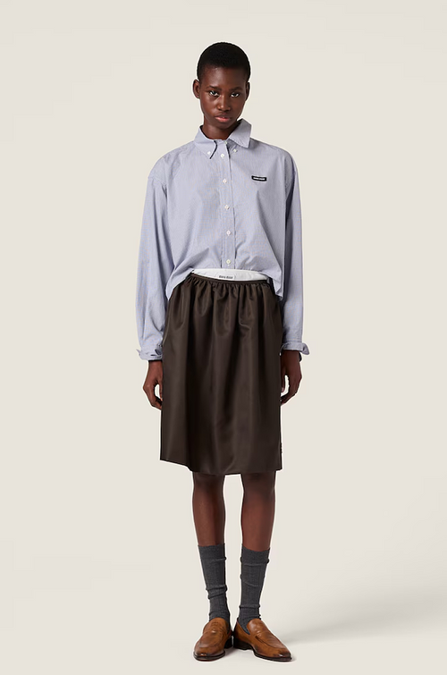 Miu Miu “Bleu Élégance” Gingham Button-Down Shirt