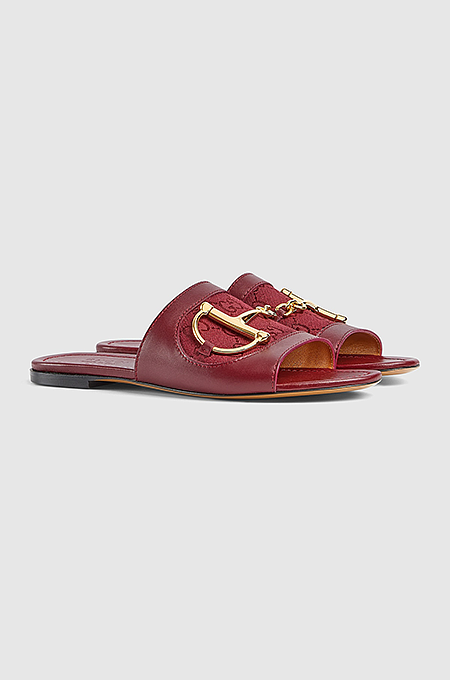 Gucci Horsebit GG Canvas & Leather Slides