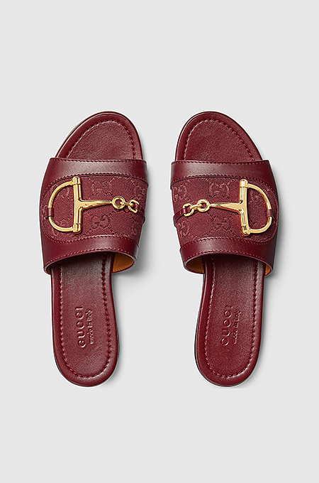 Gucci Horsebit GG Canvas & Leather Slides