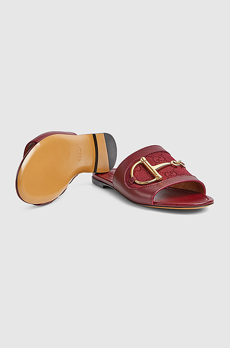 Gucci Horsebit GG Canvas & Leather Slides
