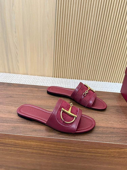 Gucci Horsebit GG Canvas & Leather Slides