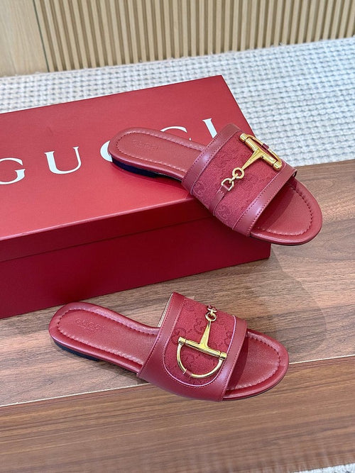 Gucci Horsebit GG Canvas & Leather Slides