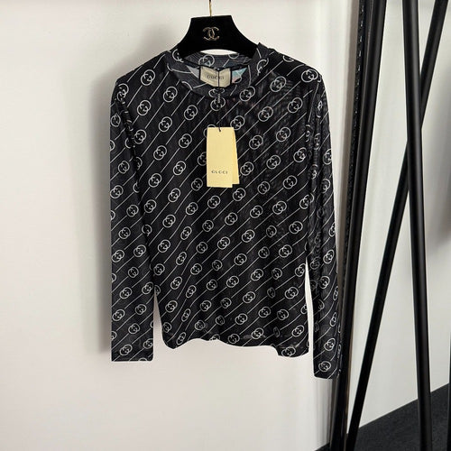 Gucci “Linea Iconica” Monogram Sheer Fitted Top