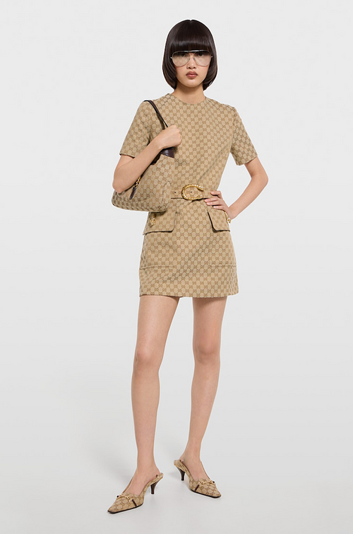 Gucci – GG Monogram Belted Mini Utility Dress
