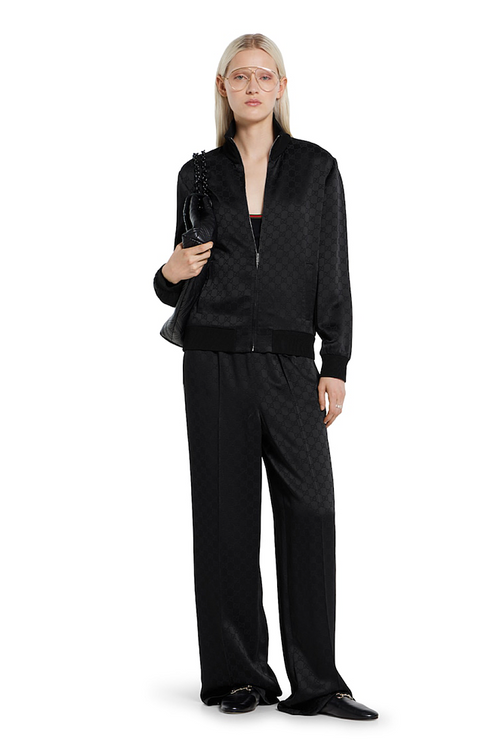 Gucci “Nero Seta” Monogram Satin Lounge Set