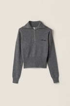 Miu Miu “Grigio Préféré” Cropped Zip Wool Knit