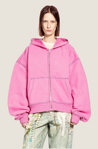 Acne Studios “Rose Oversize” Signature Logo Zip Hoodie