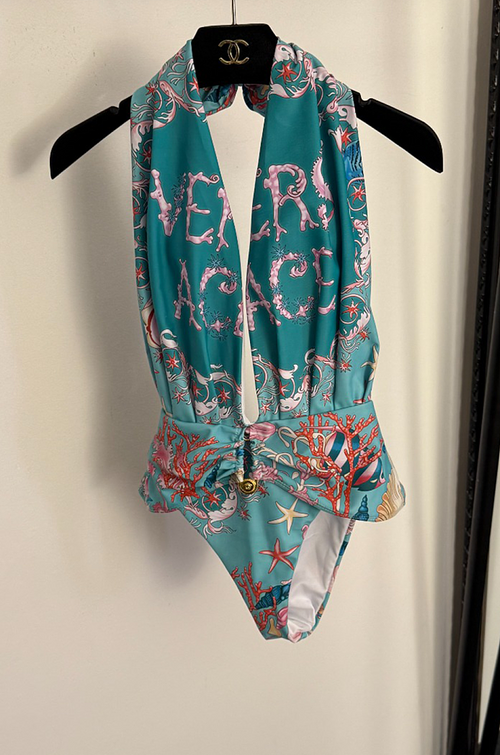 Versace – Mare Coral Garden Halter One-Piece