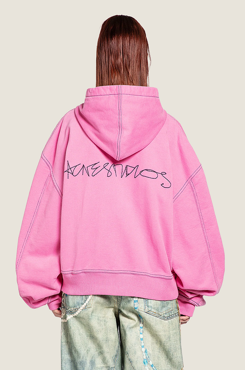 Acne Studios “Rose Oversize” Signature Logo Zip Hoodie