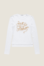 Acne Studios “Gilded Script” Long-Sleeve Ribbed Logo Top