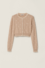 Miu Miu “Perla Fiore” Embellished Cropped Cardigan
