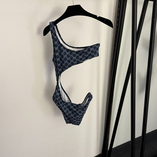 Gucci GG Monogram Asymmetrical Cut-Out Swimsuit