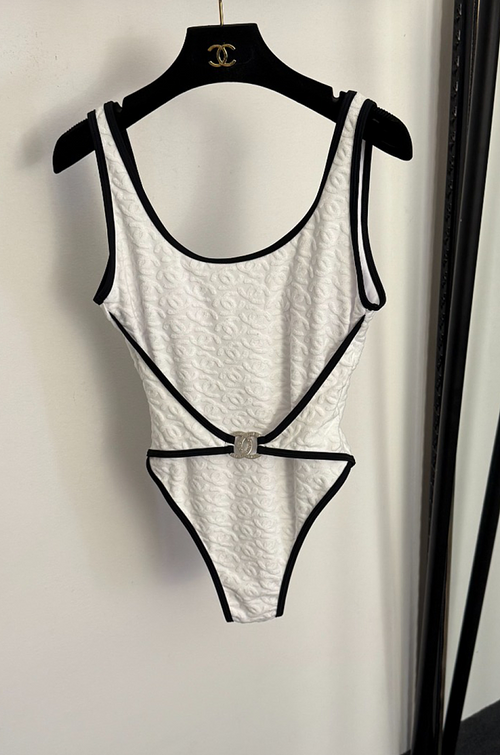 Chanel – Riviera Sculpted CC Jacquard Cut-Out Swimsuit