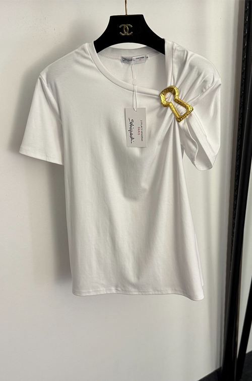 Schiaparelli – Sculpted Key Brooch Cotton Tee
