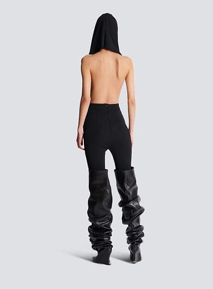 Balmain Paris “Royale Ruche” Sculpted Wedge Thigh-High Boots