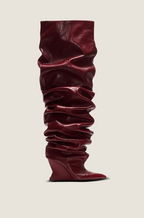 Balmain Paris “Royale Ruche” Sculpted Wedge Thigh-High Boots