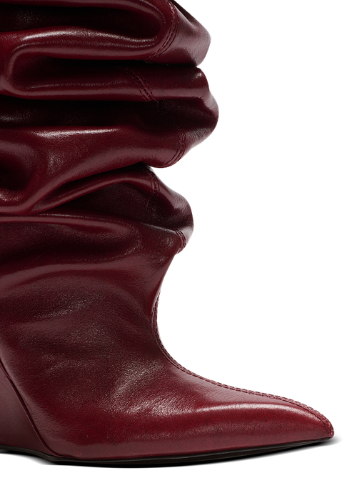 Balmain Paris “Royale Ruche” Sculpted Wedge Thigh-High Boots