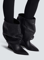 Balmain Paris “Imperial Sculpt” Wedge-Leg Slouch Boot