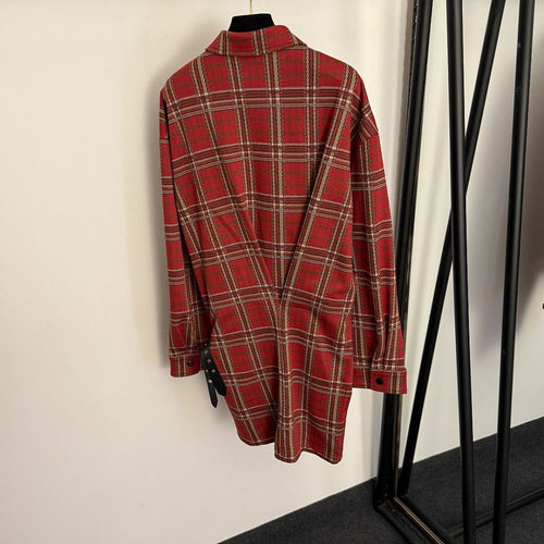 Alaïa– Tartan Belted Overshirt Jacket