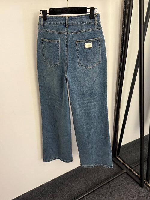 Dolce & Gabbana-DG Jewel Embellished Cropped Denim Jeans