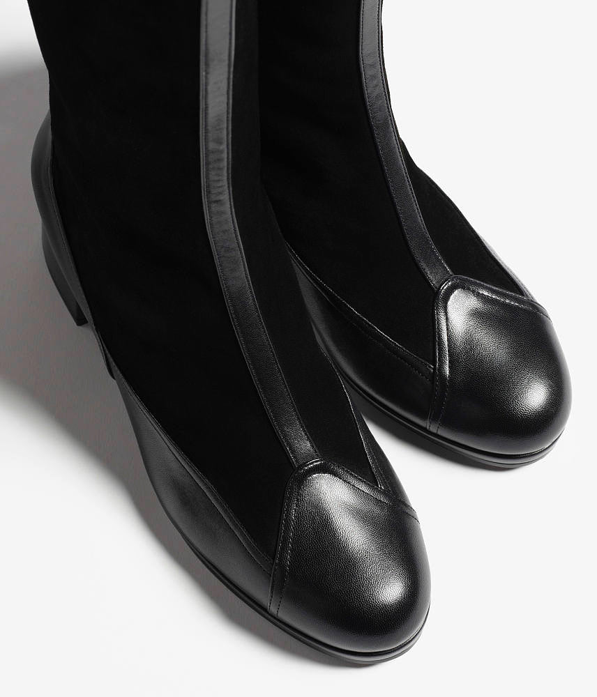 Chanel Métiers d'Art Black Suede & Calfskin Leather Knee Boots