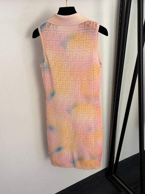 Fendi & Pastello FF Jacquard Sleeveless Polo Knit Dress