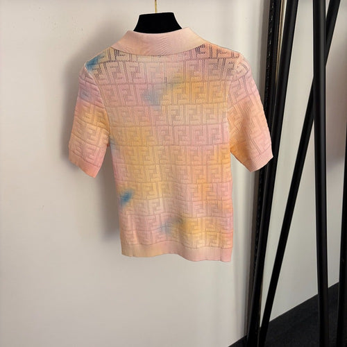 Fendi & Pastello FF Jacquard Knit Polo Top