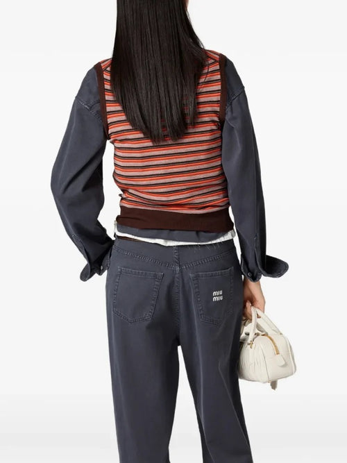 Miu Miu-Retro Stripe Logo Knit Vest